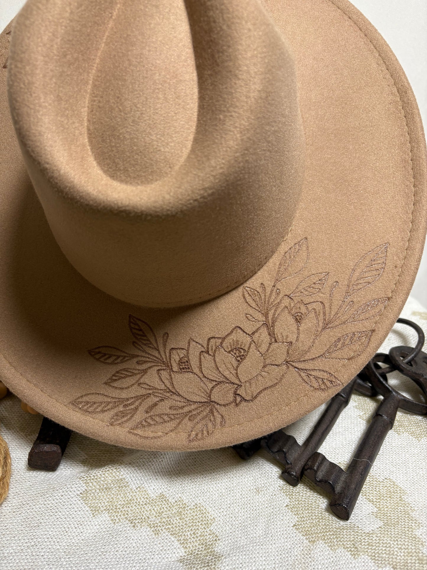 Perfect Peonies-Wide Brim Fedora